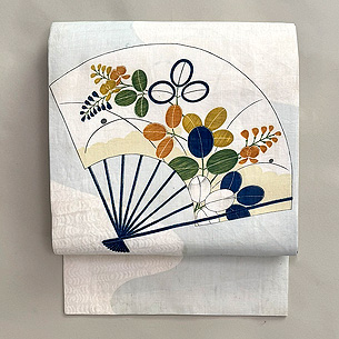 扇面麻の名古屋帯