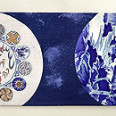 紫紺色丸紋塩瀬羽二重の名古屋帯　前柄