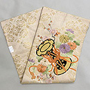 花菱に鼓、菊・梅刺繍名古屋帯　帯裏