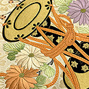 花菱に鼓、菊・梅刺繍名古屋帯　質感・風合