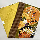 雪輪に菊・紅葉・梅・桐、染めに刺繍の継ぎ名古屋帯　帯裏