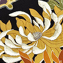 雪輪に菊・紅葉・梅・桐、染めに刺繍の継ぎ名古屋帯　質感・風合