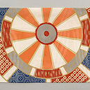 源氏車の染めと刺繍名古屋帯　前柄