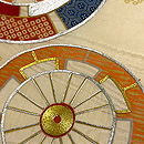 源氏車の染めと刺繍名古屋帯　質感・風合