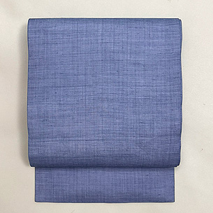 縹色無地の麻名古屋帯