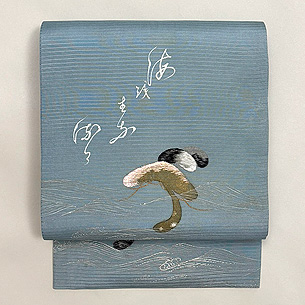 松の刺繍絽名古屋帯