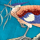 浅葱色カワセミの名古屋帯　質感・風合