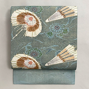 松原工房 菊と番傘文様の名古屋帯