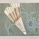 松原工房 菊と番傘文様の名古屋帯 前柄