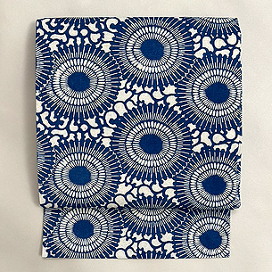 松原工房 松原良夫作 丸みを帯びた牡丹唐草名古屋帯