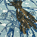 松原工房 松原与七作 雪囲いと水仙文様名古屋帯　質感・風合