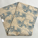 松原工房 松原与七作 タンガラ染め縞に迦陵頻伽・花熨斗の名古屋帯 帯裏