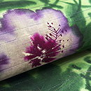 芙蓉に紫ボーダーの名古屋帯　質感・風合