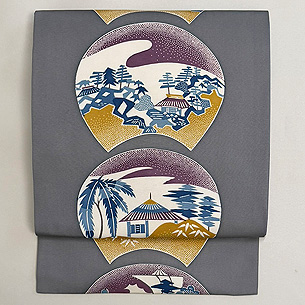 地紙文の紅型名古屋帯