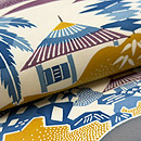 地紙文の紅型名古屋帯　質感・風合