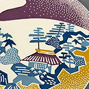 地紙文の紅型名古屋帯　質感・風合