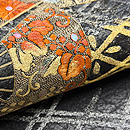 黒地3つ扇文様刺繍名古屋帯　質感・風合