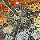 黒地3つ扇文様刺繍名古屋帯　質感・風合