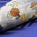 青地古鏡文様刺繍名古屋帯　質感・風合