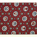 蘇芳色花丸文様和更紗写し名古屋帯　前柄