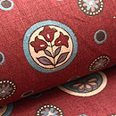 蘇芳色花丸文様和更紗写し名古屋帯　質感・風合