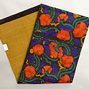 ケシの花文様型染め麻名古屋帯　帯裏