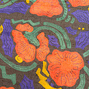 ケシの花文様型染め麻名古屋帯　質感・風合