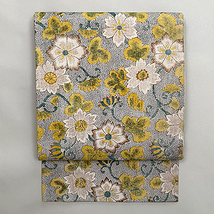 江戸期堺更紗花唐草文様名古屋帯