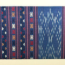 ラオス青地紋織りの名古屋帯　前柄