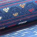 ラオス青地紋織りの名古屋帯　質感・風合