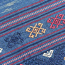 ラオス青地紋織りの名古屋帯　質感・風合