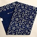 松原良夫作 かたばみ文様中形長板本藍染め名古屋帯 帯裏