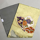 萌黄色絞り蝶々刺繍の名古屋帯　帯裏
