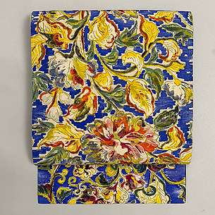 鮮やか色に咲き乱れる花々の染め名古屋帯