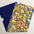 鮮やか色に咲き乱れる花々の染め名古屋帯　帯裏