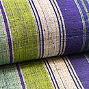 藍緑白 太さ様々な縞の紬名古屋帯　質感・風合