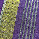 藍緑白 太さ様々な縞の紬名古屋帯　質感・風合