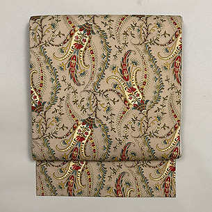 ヨーロッパ更紗ベージュの名古屋帯