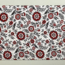 ヨーロッパ更紗赤い小花の名古屋帯　前柄