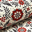 ヨーロッパ更紗赤い小花の名古屋帯　質感・風合