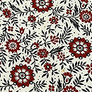 ヨーロッパ更紗赤い小花の名古屋帯　質感・風合