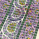 インド更紗ピンク・グリーン勾玉文様名古屋帯　質感・風合