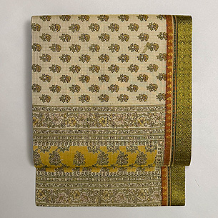 インド更紗黄色小花文様名古屋帯