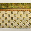 インド更紗黄色小花文様名古屋帯　前柄