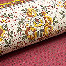ヨーロッパ更紗花束横段の名古屋帯　質感・風合