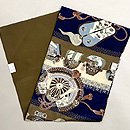 軍配に兜、宝船の染め帯　帯裏