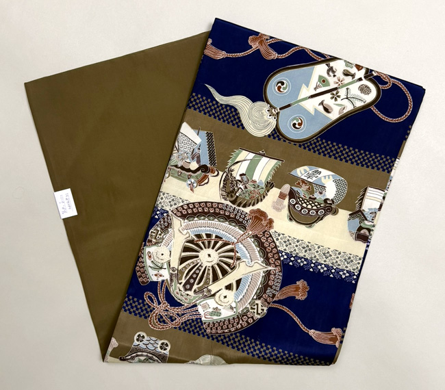 アンティーク　鶴模様　格子　金糸　丸帯　着物　023a p アンティーク 鶴模様 格子 金糸 丸帯 着物 023a p アンティーク