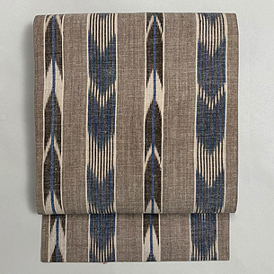 江戸期手績み糸で織った矢羽文様名古屋帯