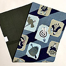 大津絵文様の染め名古屋帯　帯裏