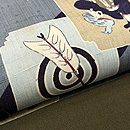 大津絵文様の染め名古屋帯　質感・風合